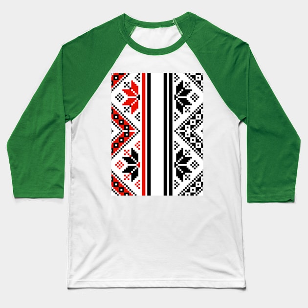 Traditional Red and Black pattern Baseball T-Shirt by Ur Destiny 